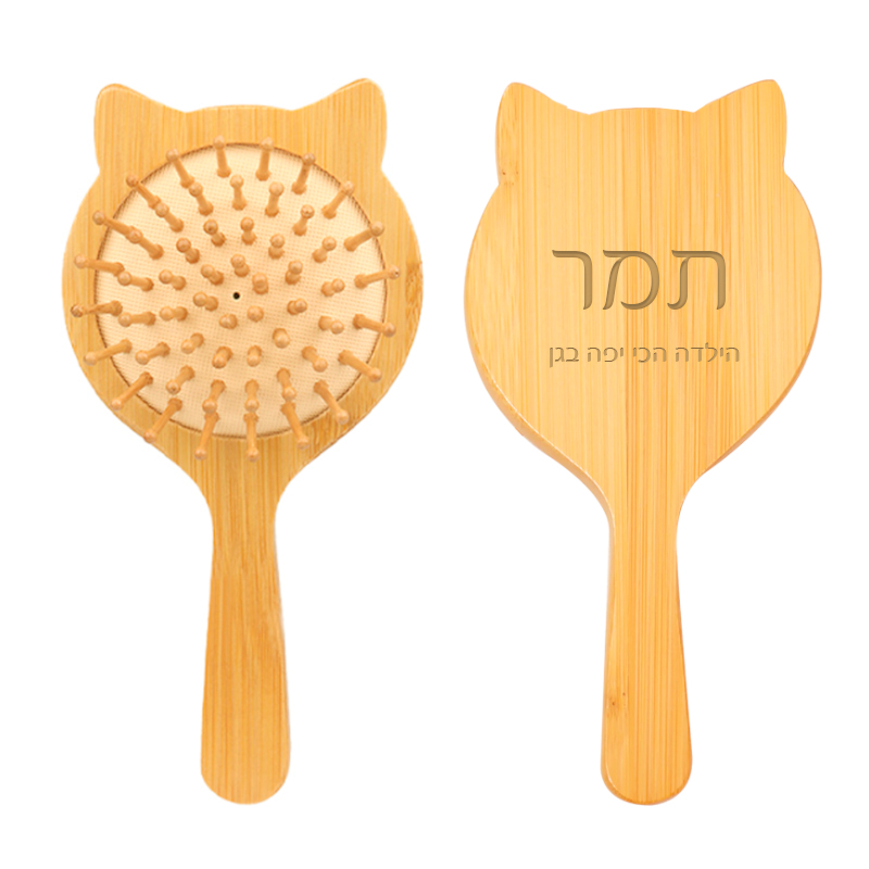 מברשת עץ לילדות - חתול – תמונה 2